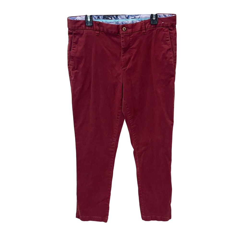 Tommy Bahama Boracay Chino Pants Mens 35x32 Burgundy Red Cotton Tencel Preppy
